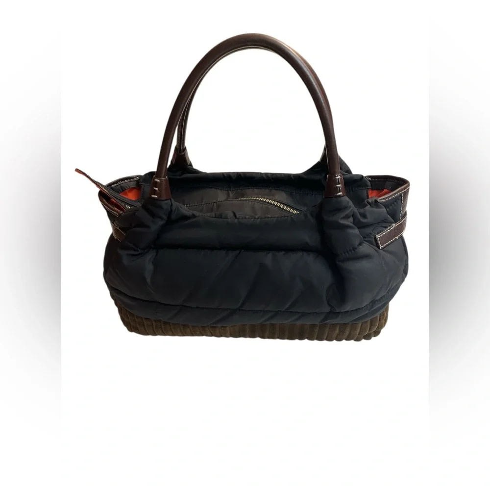 Kate Spade Quilting Stevie Bag Women Black Brown Nylon Corduroy Leather